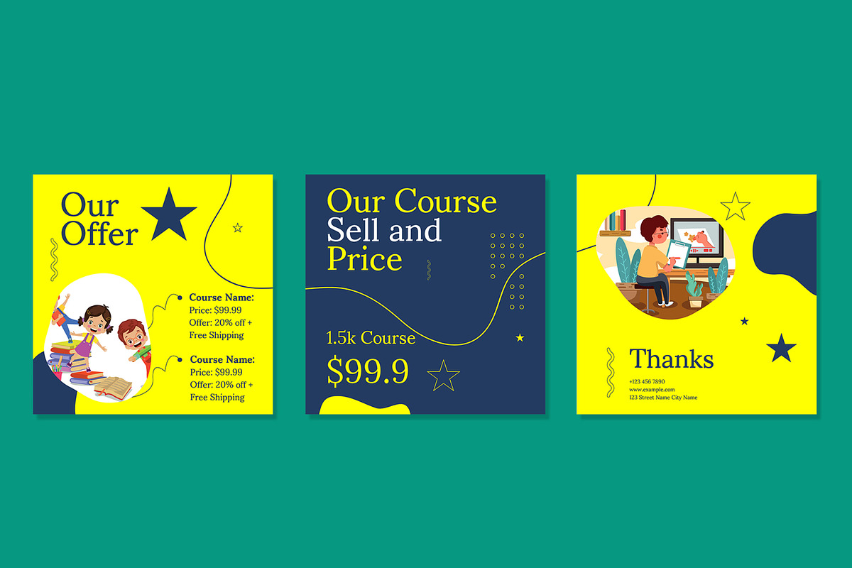 Learn Education Course Media Post, an UI Kit Template by CreativeShaper (Photo 3 of 3)