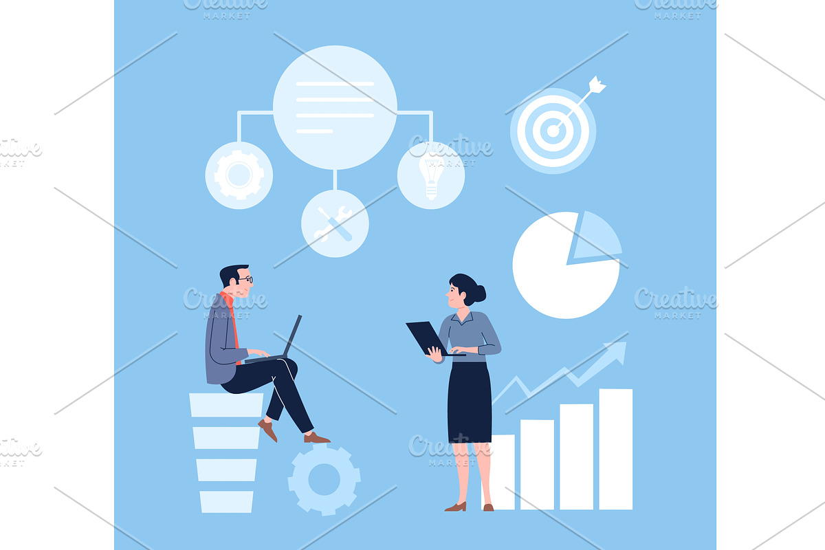 Data analytics managers working with, a Background Graphic by LadadikArt