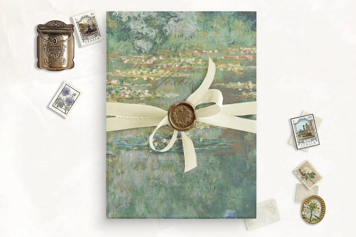 Waterlilies II Vellum Overlay Print, a Stationery Template by SilverJoyAtelier (Photo 1 of 2)