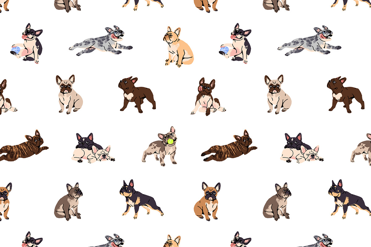 French bulldogs set + sticker pack, an Animal Illustration by PaperTrident (Photo 4 of 11)
