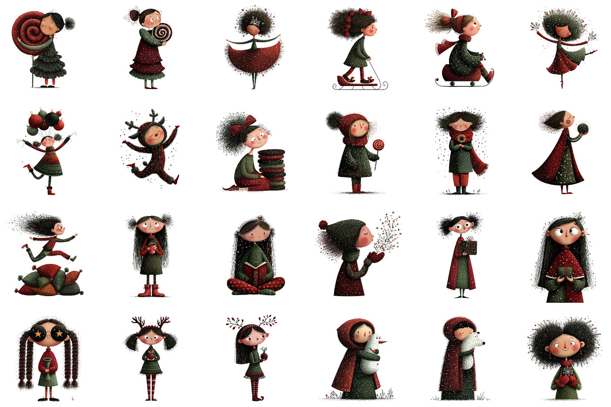 Whimsical Christmas Girl Clipart, an Illustration by Sublimation Artist (Photo 2 of 6)