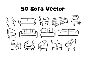 50 Sofa Vector Illustrations, an Object Illustration by ikarifq shop