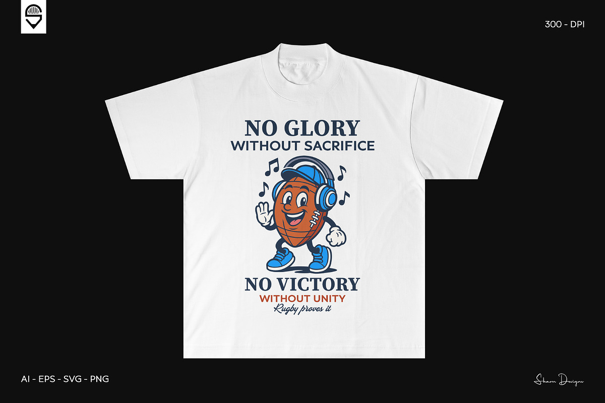 Retro Rugby Ball Character T-Shirt, a Sport Illustration by shaondesigns (Photo 3 of 6)