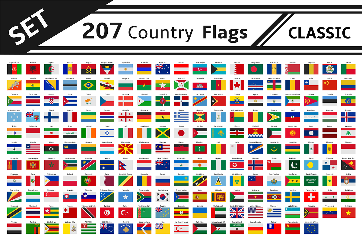 set 207 country flag, an Illustration by noche