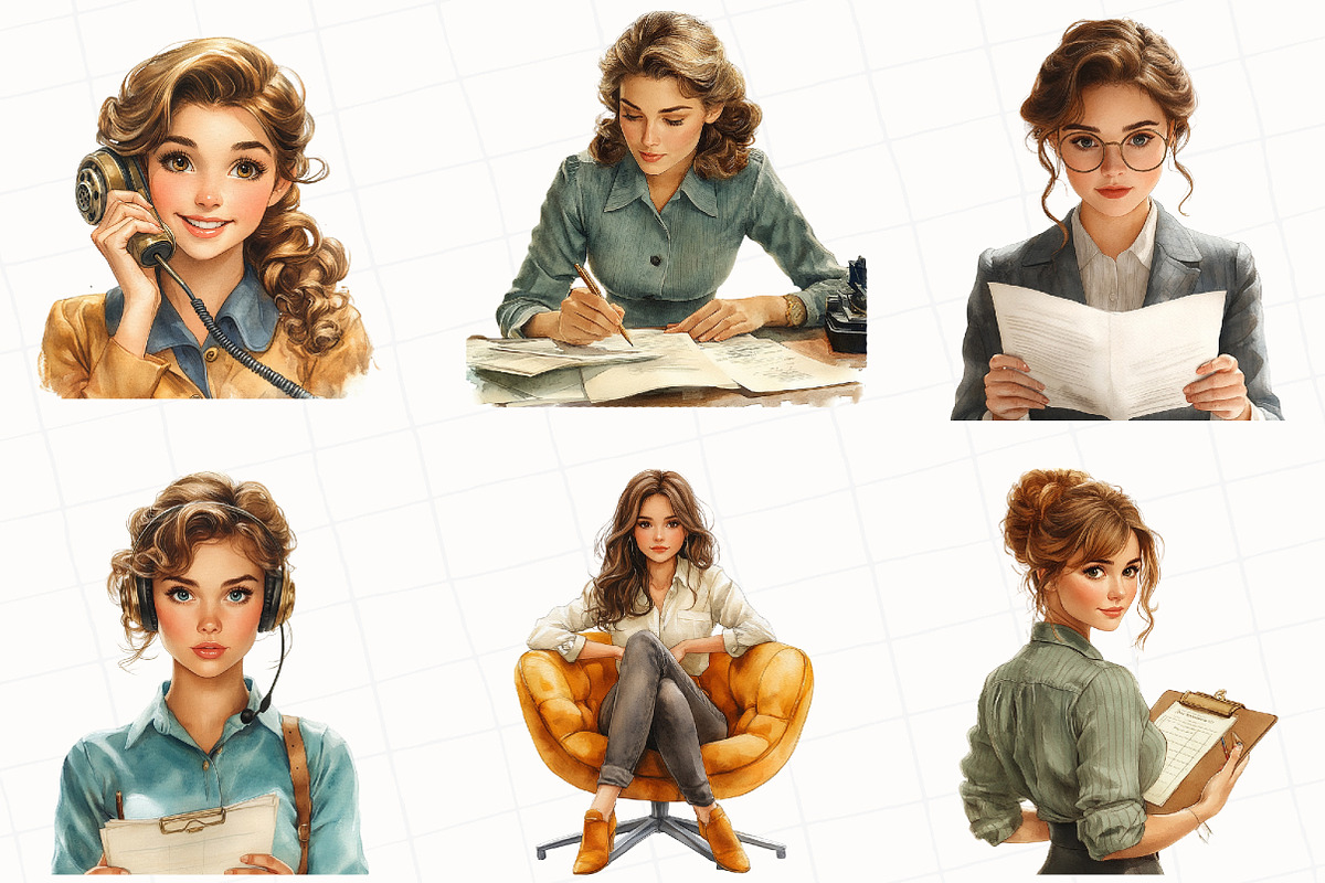 Office Lady Sublimation Clipart, an Illustration by OK Design (Photo 2 of 5)