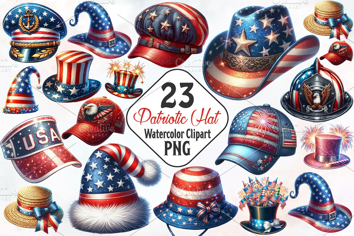 Patriotic Hat Sublimation Clipart, an Illustration by RobertsArt (Photo 1 of 7)