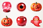 Red Halloween Watercolor Clipart, an Illustration by RobertsArt (Thumbnail 6 of 7)
