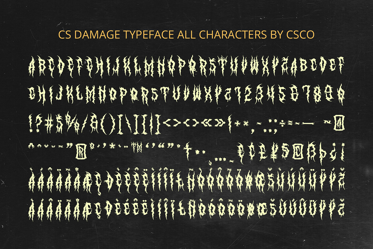 CS Damage – Black Metal Font, a Blackletter Font by Craft Supply Co. (Photo 8 of 8)