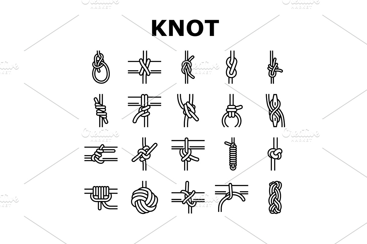 nautical knot rope marine icons set, an Object Illustration by pikepicture