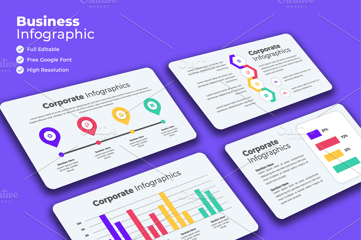 Business Progress Infographics, a Presentation Template by Artiveko (Photo 1 of 2)