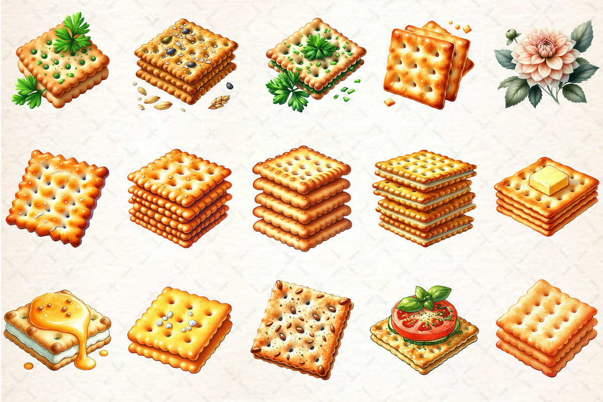 Cracker Watercolor Clipart, an Illustration by Rose Art (Photo 2 of 7)