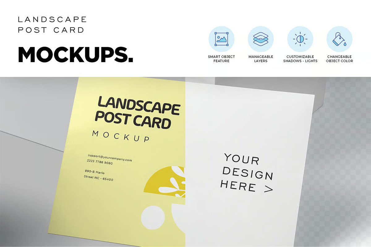 A4-A5-A6 Landscape Post Card Mockups, an Advertising Mockup by megostudi0 (Photo 6 of 6)