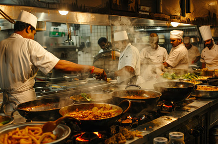 Chefs working together, preparing fo, a Photo by Iftikhar Alam