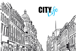 Black And White City Street Template