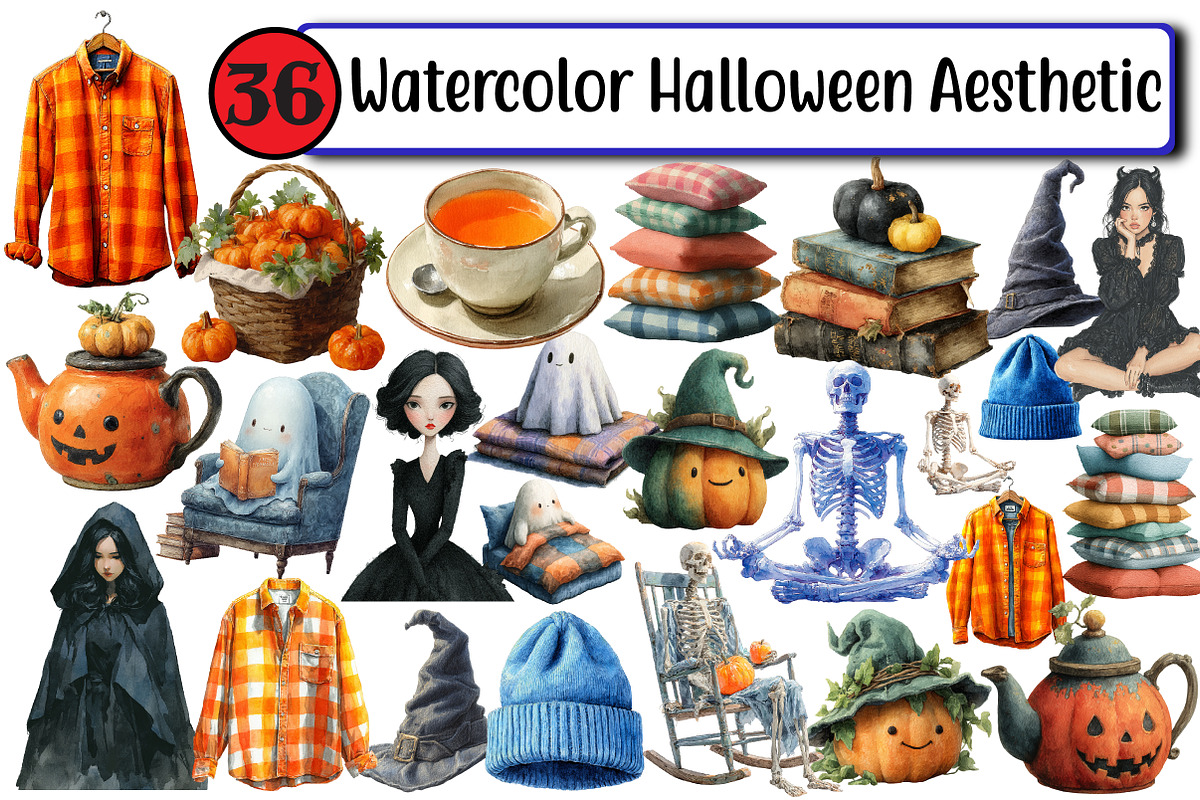 Watercolor Halloween Aesthetic, an Illustration by Design Market (Photo 1 of 3)