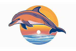 Leaping dolphin graphic against, an Animal Illustration by Vectorstockersland