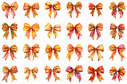 Watercolor Autumn Coquette Bow Clipa, an Illustration by DreamPrint404 (Thumbnail 2 of 5)