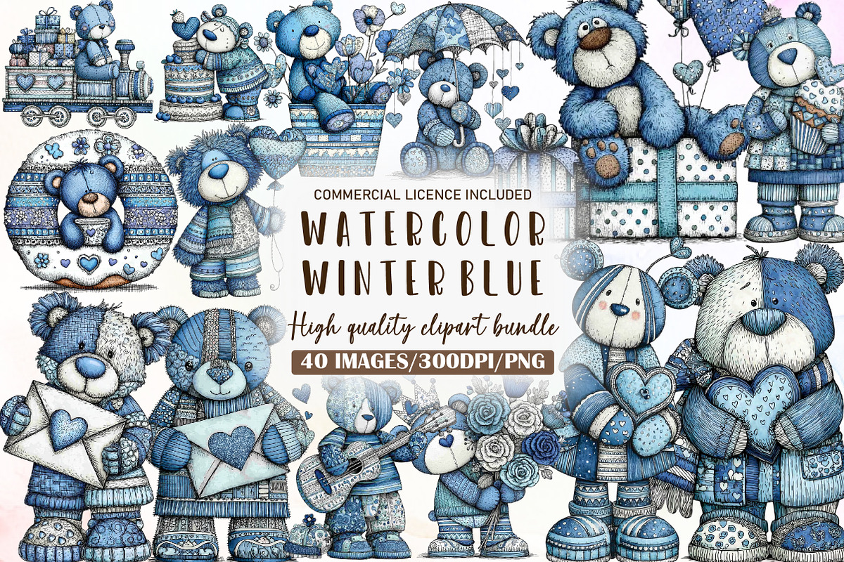 Christmas Winter Blue Snowman Clipar, an Illustration by Sublimation Artist (Photo 1 of 6)