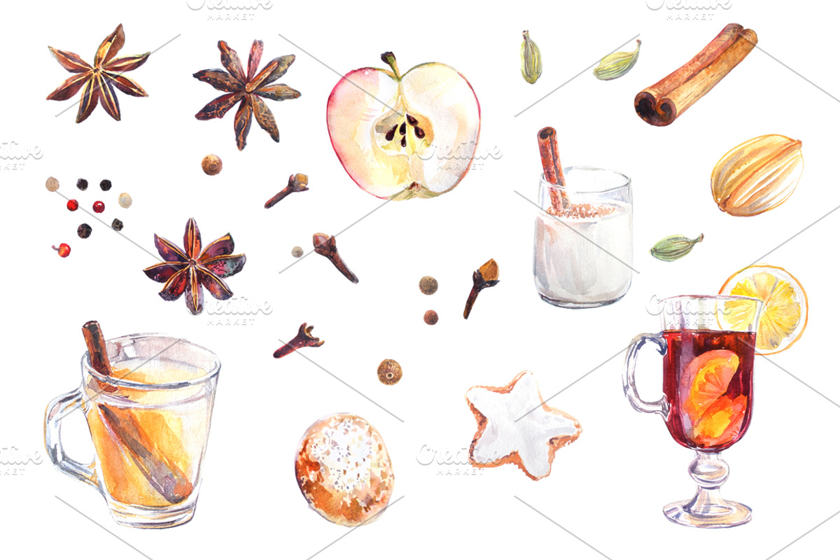 Watercolor Christmas collection, a Food Illustration by airdynamic (Photo 2 of 5)