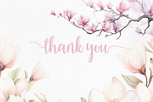 Watercolor Magnolia Flowers Clipart