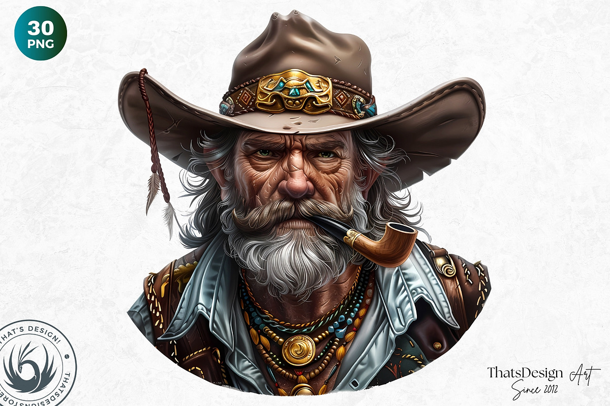 Western Cowboy Portrait clipart, a Person Illustration by ThatsDesignArt (Photo 10 of 10)