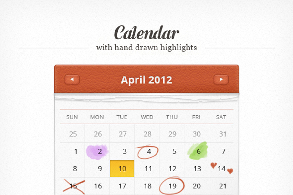 Calendar with hand drawn elements