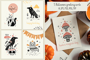 Halloween Greeting Cards, a Card Template by Lumitar