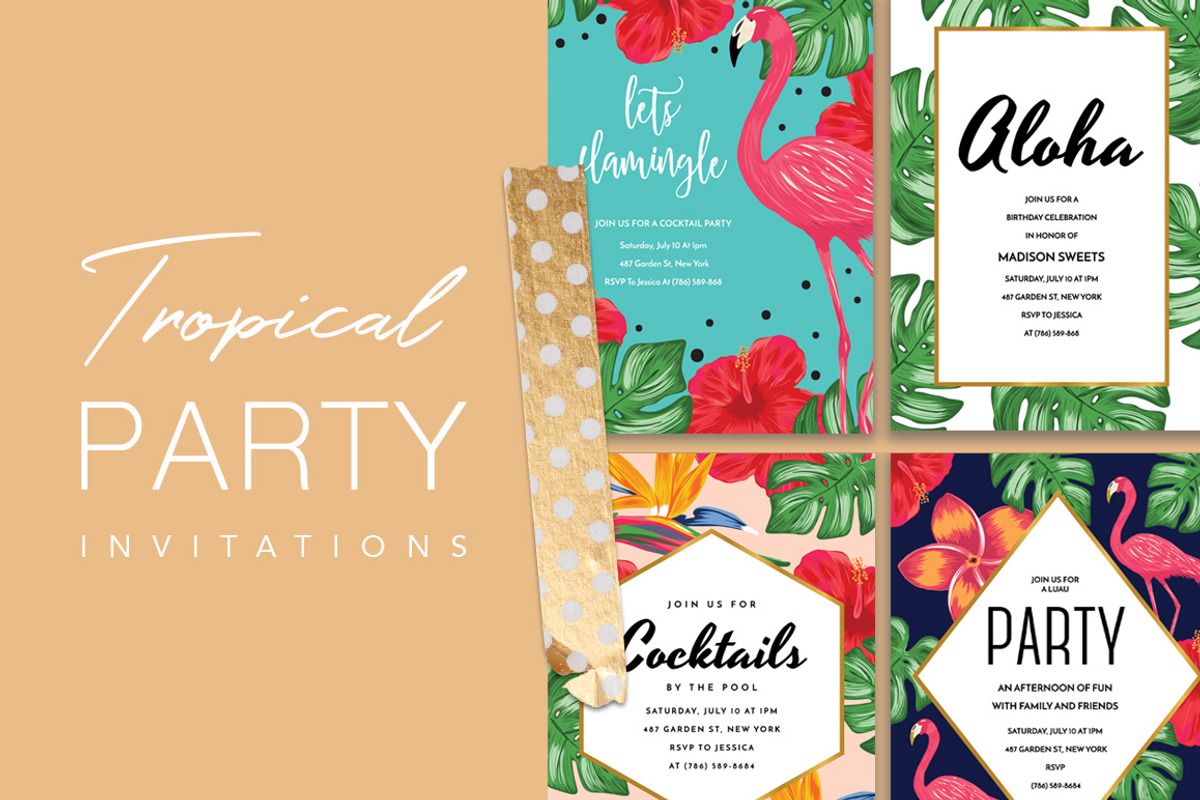 Tropical Party Invites Bundle, an Invitation Template by Pixejoo (Photo 1 of 9)