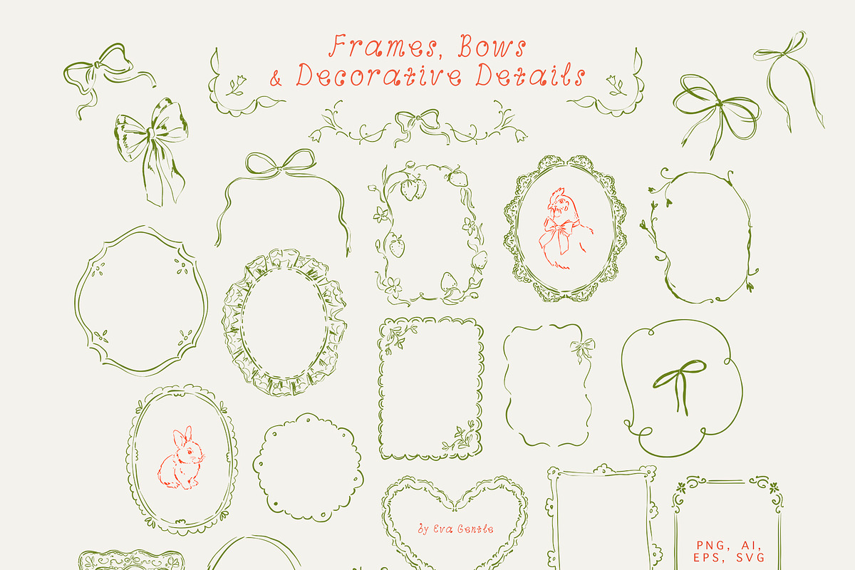 Rustic Countryside Line Art Collection