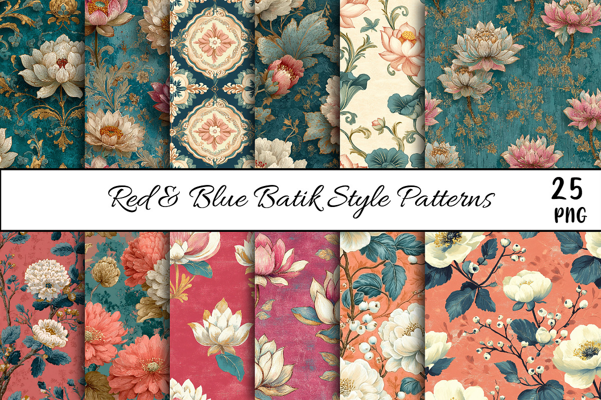 Batik Style Seamless Patterns 25, a Pattern Graphic by Libby Wishes (Photo 1 of 4)
