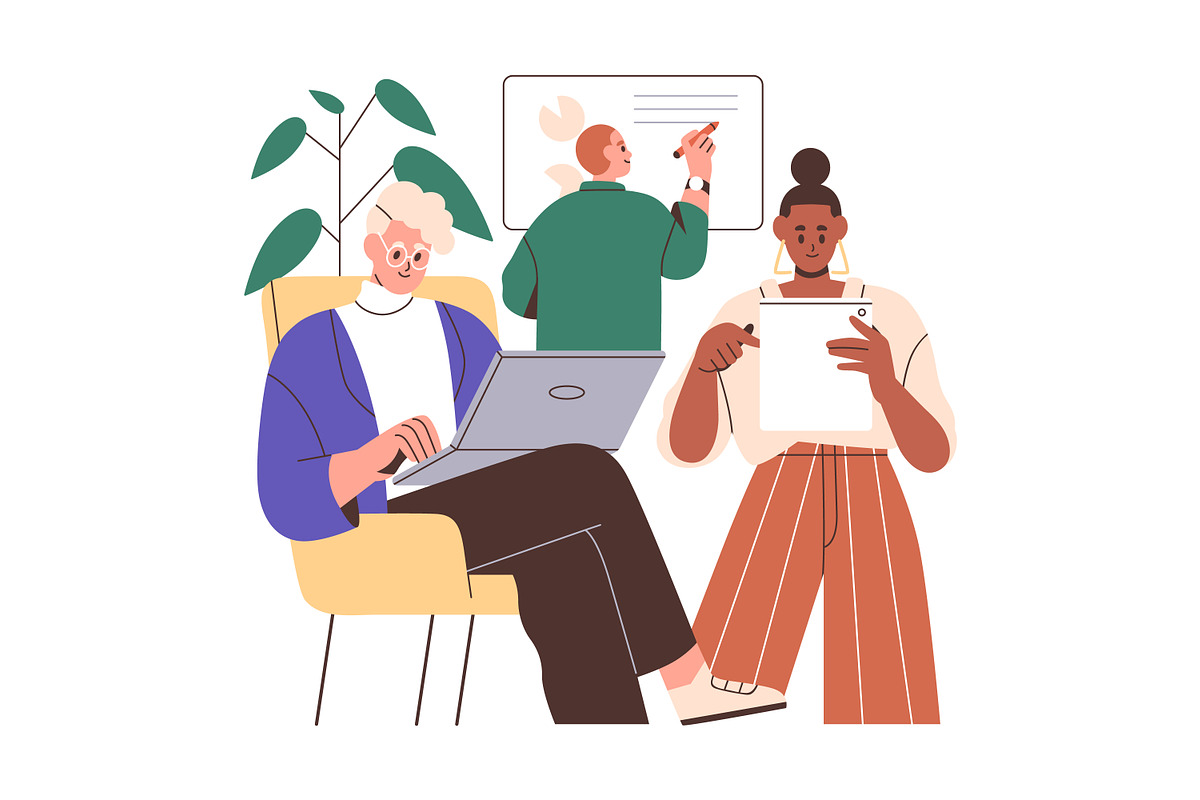 People working in teams concept set, a Person Illustration by Good Studio (Photo 3 of 5)