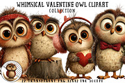 Whimsical Valentine Owl Clipart, an Illustration by OK Design (Thumbnail 1 of 6)