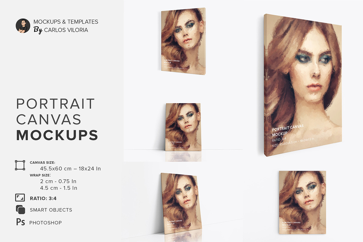 Canvas Mockups Bundle 01, a Merchandise Mockup by Mockups by Carlos Viloria (Photo 3 of 53)