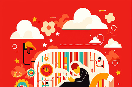 Colorful abstract illustration of a psychoanalysis therapy session, an Illustration by AS photostudio