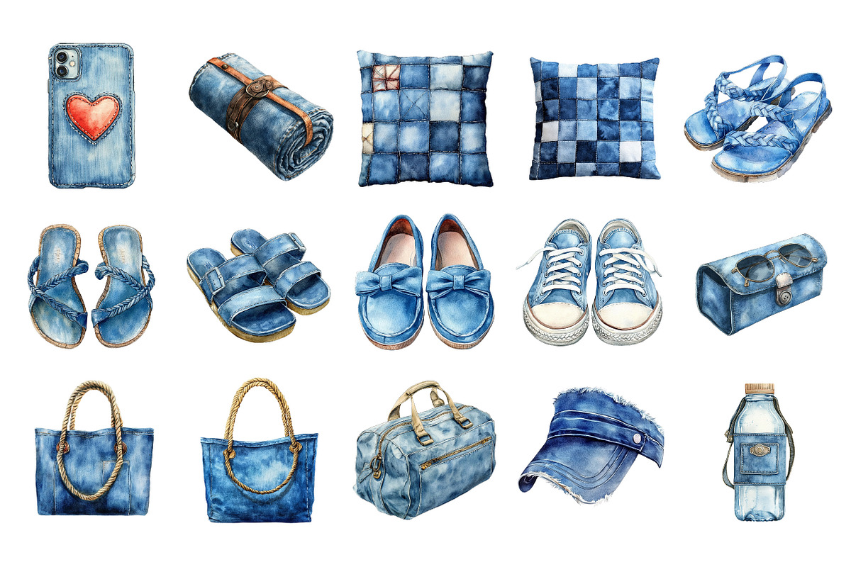 Summer Denim Sublimation Clipart, an Illustration by Designking (Photo 2 of 5)
