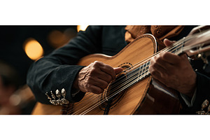 Mariachi Guitarist Hands Strumming, an Arts & Entertainment Photo by piter.goskov