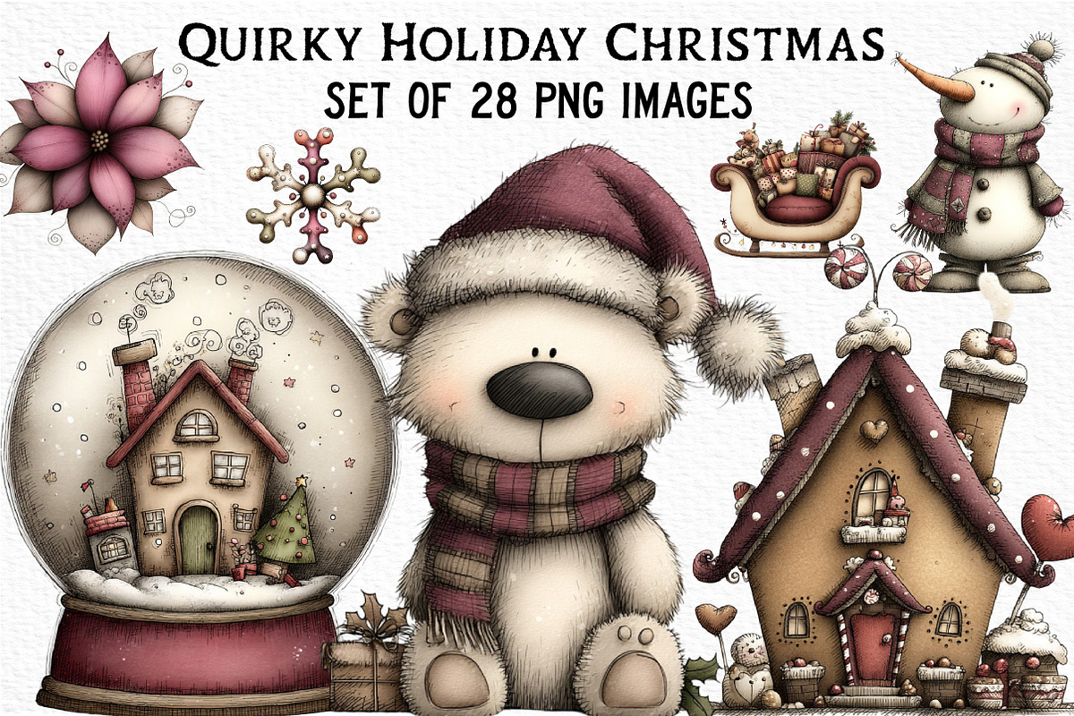 Quirky Holiday Christmas Clipart, an Illustration by Craft Nest (Photo 1 of 6)
