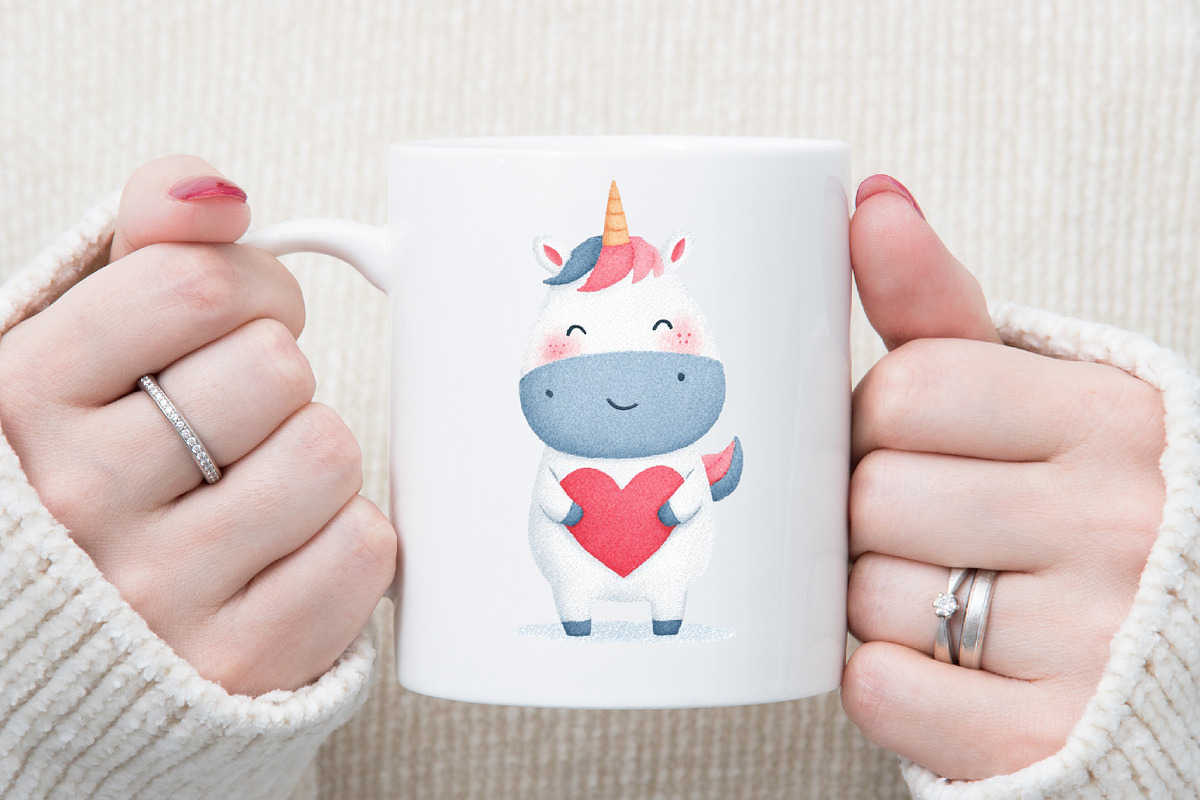 Watercolor Unicorn Valentines Clipar, an Illustration by Sublimation Artist (Photo 5 of 6)