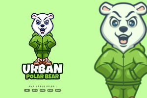 Urban Polar Bear Cartoon Mascot Logo