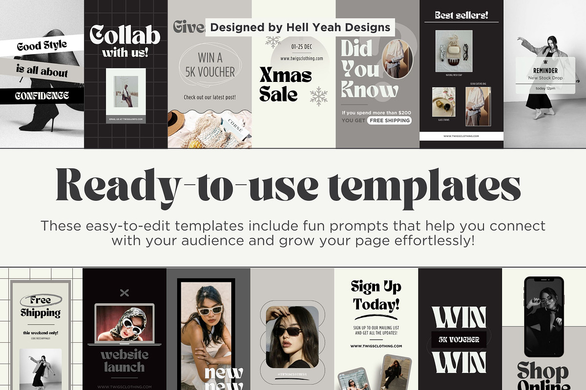 Monochrome Instagram Story Templates preview 4