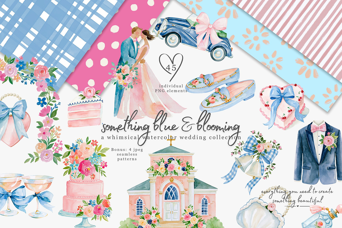 watercolor wedding clipart set, a Decorative Illustration by Patishop Art (Photo 1 of 9)
