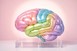 Brain concept with colorful pastel i, a Photo by Dvoevnore photos