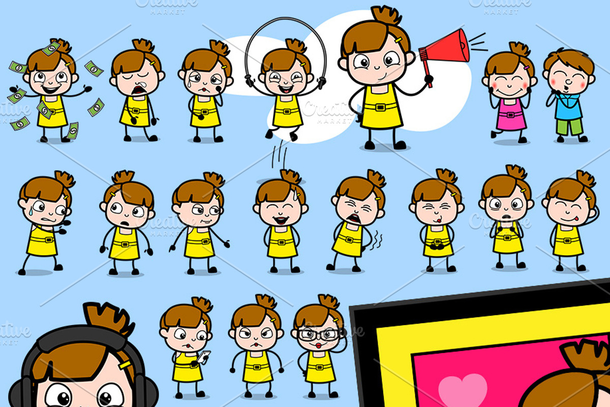 Little Girl ~ Cartoon Character Set, an Education Illustration by The Toon Company (Photo 3 of 7)