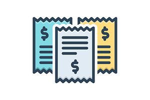 Receipt receiving color icon, an Icon by Creative priyanka