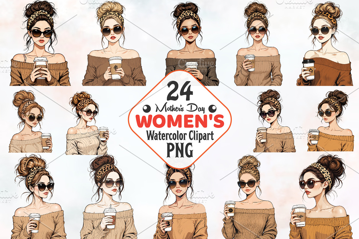 Mothers Day Women Clipart, an Illustration by RobertsArt (Photo 1 of 7)