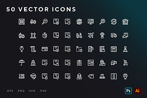 50 Package delivery icons, an Icon by Wencory
