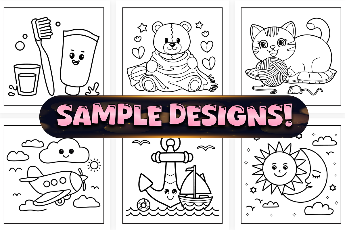 Bold Easy Cute Pairs Coloring Pages, an Object Illustration by Craftsbeefy (Photo 3 of 4)