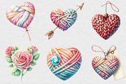 Valentine Faux Yarn Crochet Clipart, an Illustration by DreamCafeArt (Thumbnail 5 of 7)