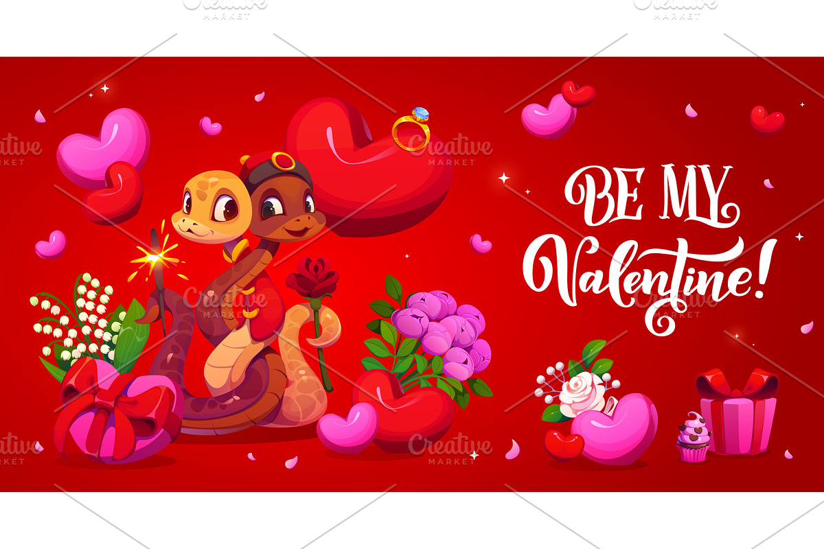 Be my Valentine greeting card, a Seasonal Illustration by Vector Tradition