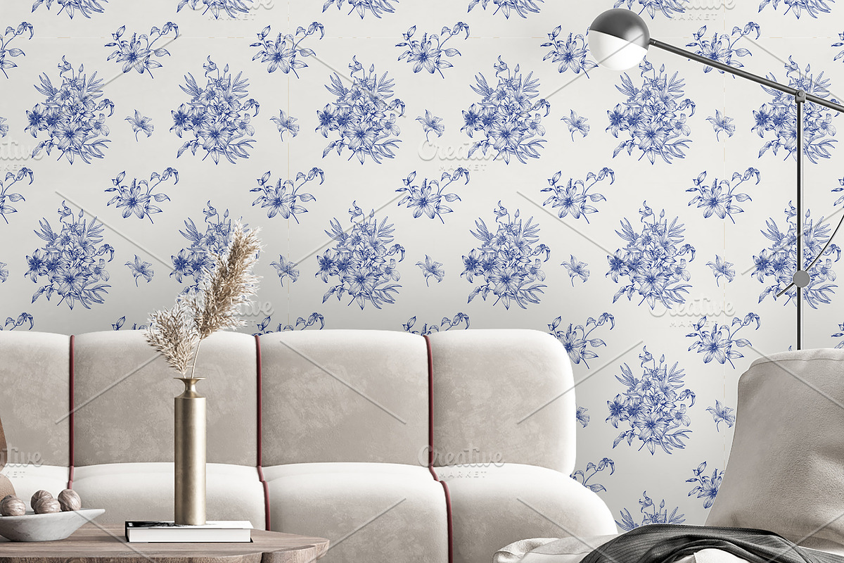 Toile Floral Seamless Patterns Set, a Pattern Graphic by ON_lineart_store (Photo 6 of 10)